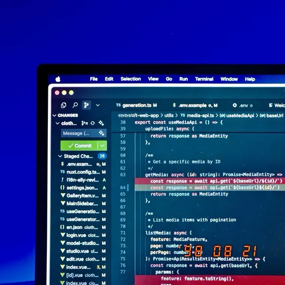 Code on a dark screen